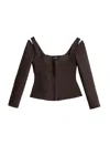 Nocturne Cut-out Sweetheart Corset Top In Brown
