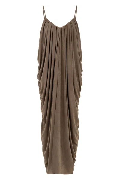 NOCTURNE WOMEN'S BROWN DRAPED DETAILED FLOWY MAXI DRESS