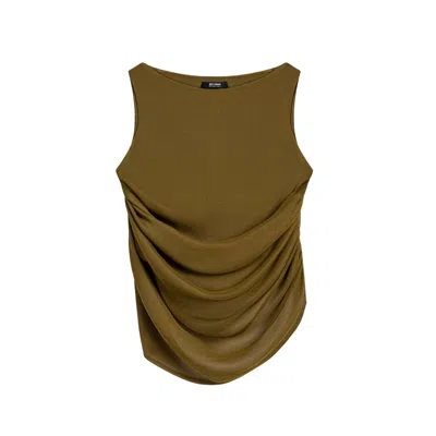 Nocturne Women's Brown Draped Sleeveless Blouse