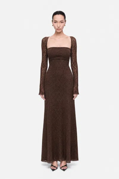 Nocturne Women's Brown Eyelet Lace Maxi Dress In Multi