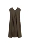 Nocturne Women's Brown Linen Maxi Dress