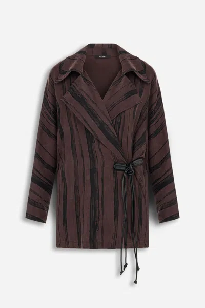 Nocturne Women's Brown Printed Tie Wrap Jacket