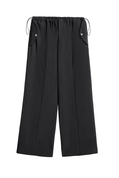 Nocturne Women's Brown Relaxed Drawstring Wide-leg Pants In Black