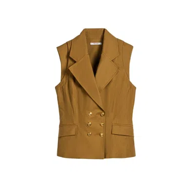 Nocturne Women's Brown Tailored Double-breasted Vest In Gold