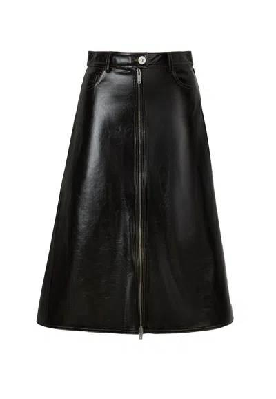 Nocturne Tumbled Leather Skirt In Brown
