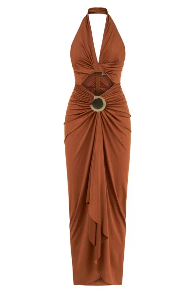 Nocturne Women's Brown Window Detail Maxi Dress - Brick