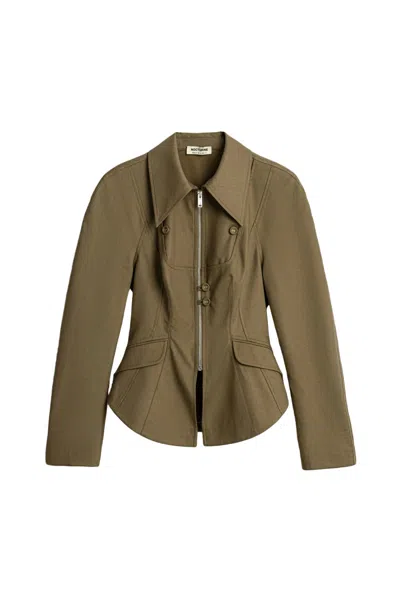 Nocturne Women's Brown Zip-front Tailored Jacket