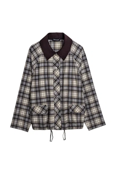 Nocturne Women's Checked Contrast Collar Jacket In Brown