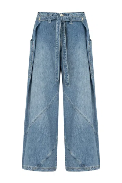 Nocturne Women's Contrast Top Stitching Pockets Jeans - Indigo Blue