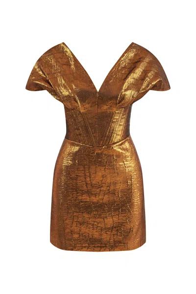 Nocturne Corset Design Mini Dress In Copper