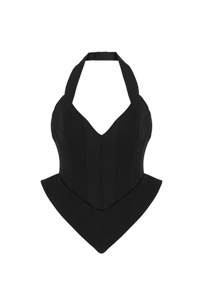 Nocturne Women's Corset Style Crop Top - Black