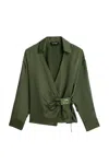 Nocturne Logo Buckle Wrap Blouse In Green