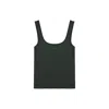 Nocturne Women's Dark Green Printed Sleeveless Crop Top In Black