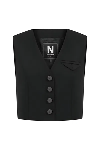 Nocturne Women's Double-breasted Vest- Black