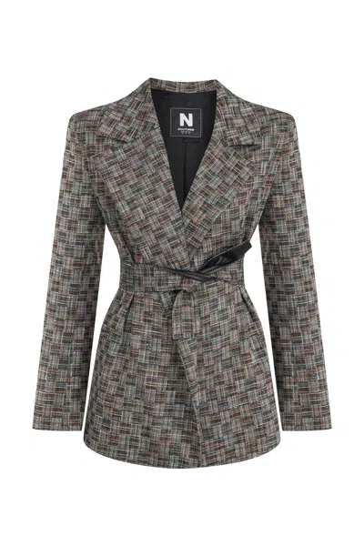 Nocturne Women's Double-sided Belt Designed Jacket In Blue