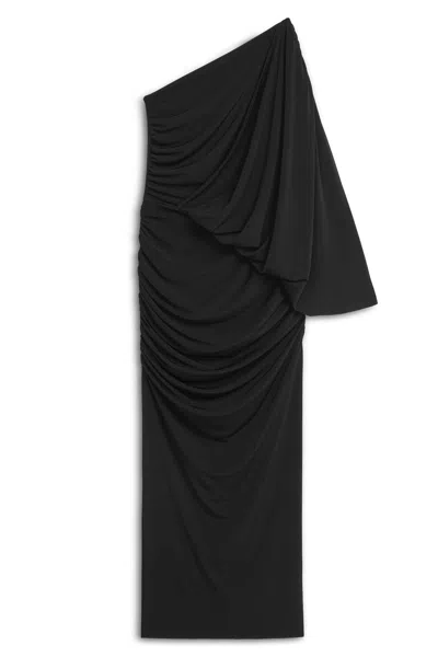 Nocturne Women's Draped Detail Maxi Dress- Black