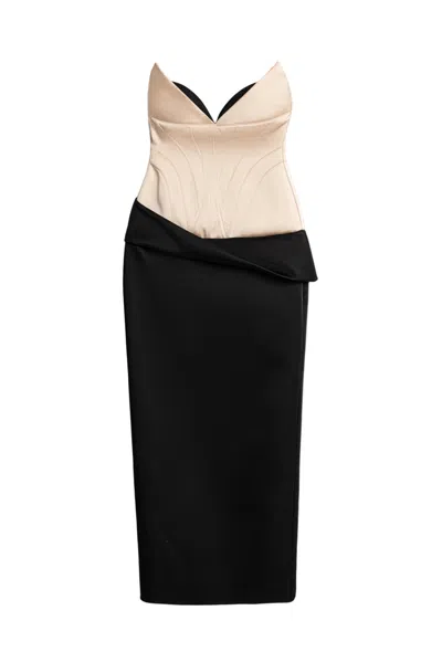 Nocturne Women's Draped Sweetheart Corset Dress In Black