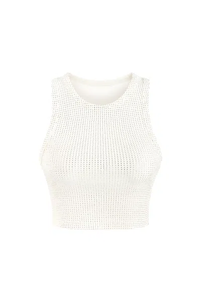 Nocturne Women's Embellished Crop Top - Off White