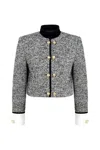 Nocturne Gold Button Detailed Crop Jacket In Yellow