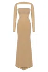 Nocturne Women's Gold Maxi Dress With Glove Accessory