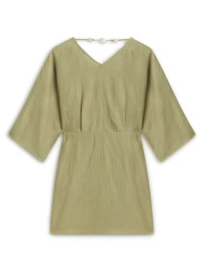 Nocturne Women's Green Beaded Back Detailed Mini Dress