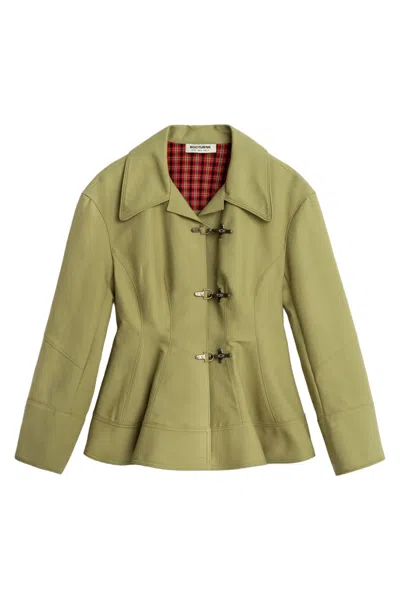 Nocturne Women's Green Buckle-front Fitted Jacket