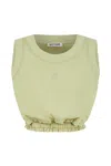 NOCTURNE WOMEN'S GREEN CROP TOP WITH PRINTED DETAIL - OLIVE