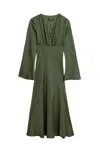 Nocturne Crystal-button V-neck Maxi Dress In Green