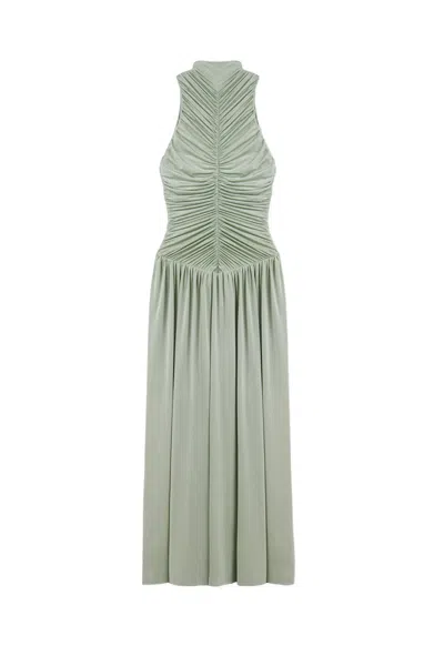 Nocturne Women's Green Draped Stand Collar Maxi Dress