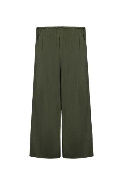 Nocturne Women's Green Fluid Tailored Wide-leg Pants