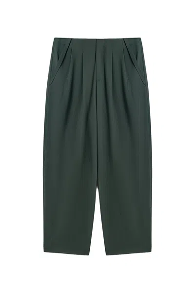 Nocturne Women's Green Forest Cropped Cigarette Trousers