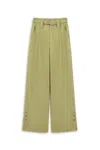 Nocturne Women's Green Metal Buckle Detailed Belted Pants - Olive In Green