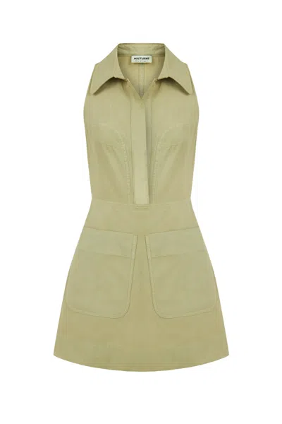 Nocturne Women's Green Mini Dress With Pockets - Olive