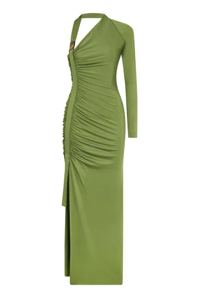 NOCTURNE WOMEN'S GREEN ONE SLEEVE MAXI DRESS