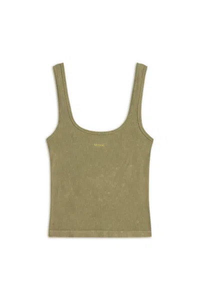 Nocturne Women's Green Printed Detail Crop Top - Khaki