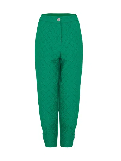 Nocturne Women's Green Quilted Jogging Pants