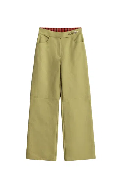 Nocturne Women's Green Side-buckle High-waist Wide Trousers