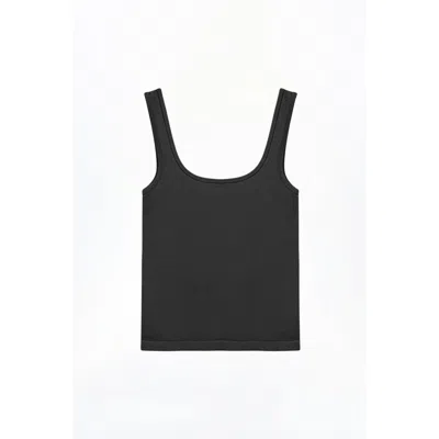 Nocturne Women's Grey Anthracite Printed Sleeveless Crop Top In Black