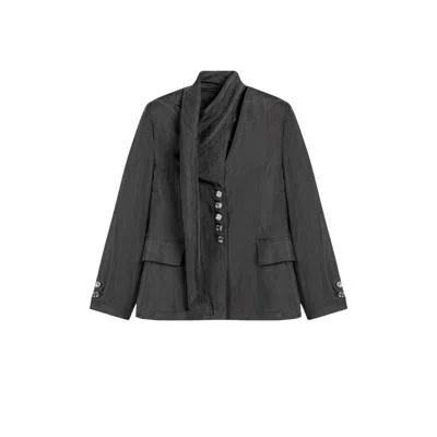 Nocturne Women's Grey Asymmetrical Draped Tailored Jacket In Gray