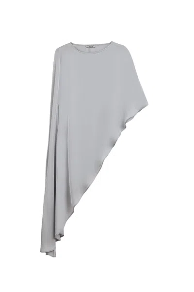 Nocturne Women's Grey Asymmetric-detail Blouse In Gray