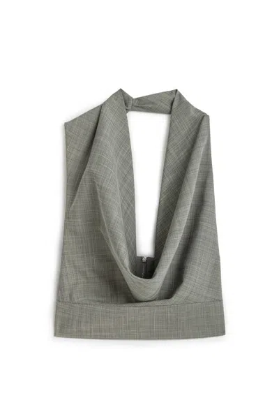 Nocturne Women's Grey Draped Neckline Blouse