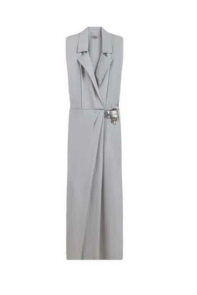 Nocturne Women's Grey Embellished Belt-detail Maxi Dress In Gray