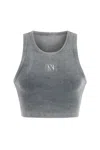 Nocturne Embroidered Crop Top In Grey