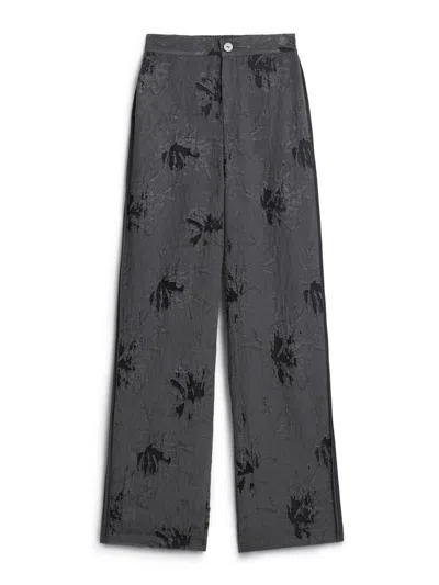 Nocturne Women's Grey Jacquard Trousers In Gray