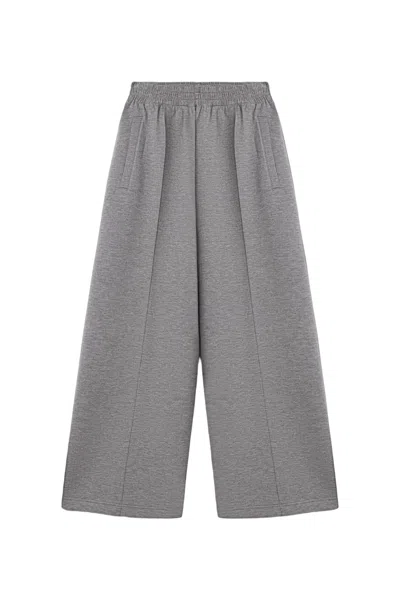 Nocturne Women's Grey Relaxed Wide-leg Track Pants In Gray