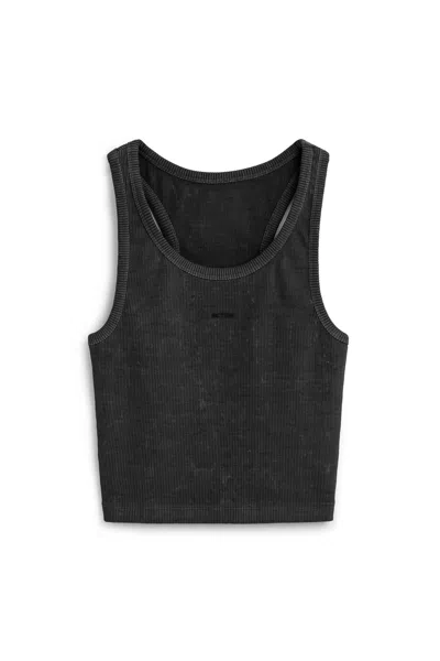 Nocturne Women's Grey Ribbed Crop Top - Anthracite