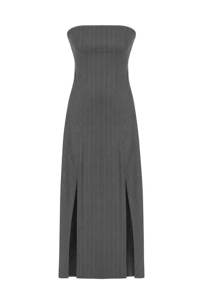 Nocturne Women's Grey Strapless Maxi Dress