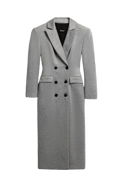Nocturne Women's Grey Structured Double-breasted Maxi Coat In Gray