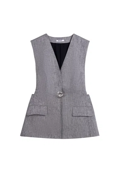 Nocturne Tailored Button Front Vest In Gray