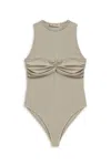 Nocturne Twist Detailed Bodysuit In Grey